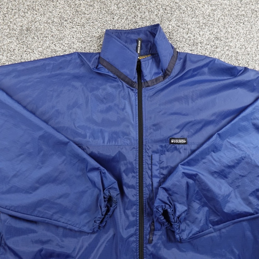 Woolrich Jacket Mens XL Blue Windbreaker Zip Coat Outdoor Hiking John Rich Bros